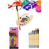 GLANCE Pebeo 6lı Fırça Seti Oval Ahşap Palet Başparmak Delikli 25x35 cm