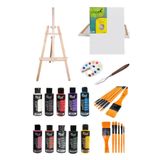 Glance Rich 120 cc Akrilik Boya - 50X70 Tuval -Metal Spatulalı Şövale Seti