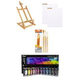 Glance Rich Master-Mix Akrilik Set 12 Li 60 cc 25X35 Tuval 2'li-Daller Rowney Gold Taklon Short Fırça Seti