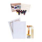 Glance Rich Şişeli Palet 25 ml x 12'li Akrilik Set 35X50 Tuval Daller Rowney 4'lü Fırça Seti