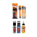 GLANCE Rich Zemin Fırça Karma Set 8 6'LI-Kıds Süper Yapıştırıcı 130 ml-Boncuk Boya 60 CC-Simli-Metalik Set