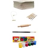 Glance Seramik Hamuru 1 kg Kil Kesme Teli Merdane Ebeşuarlı Funny Kids 15 ml 6lı Akrilik Set