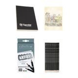 GLANCE Tigertint Sketchbook Eskiz Defteri 100 gr A5 80 YP Cretacolor Dereceli kalem Eskiz Çizim Seti 12'Lİ
