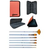 Glance Turuncu Kalemlk Fırçalık 12 Bölmeli Çantalı Brons Yağlı Boya ve Akrilik Fırçası Sentetik 7"li Set