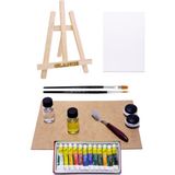 Glance Yağdanlıklı Ahşap Palet 25X35 cm Keten Yağı Terebentin Metal Spatül Yağlı Boya Şövale Seti