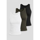 glanour Kadın 3’lü Halter Yaka Fitilli Basic Slim Atlet Bluz