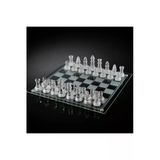 Glass Chess Cam Satranç Takımı, Şeffaf Ve Buzlu Cam Taşlı, 25X25cm