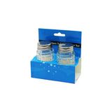 Glass Salt 2Li Kabartmalı Metal Kapaklı Yuvarlak Cam Tuzluk - Baharatlık (5224)