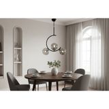 Glass Word 3 Füme Camlı Siyah Kasalı Avize, Krom