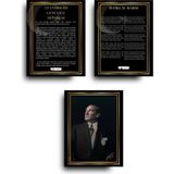 GLASSİFY Atatürk Köşesi 3'lü Anlamlı Mdf Tablo Seti - 25 x 35 - Çok Renkli