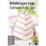 Glasslock Dikdörtgen Cam Saklama Kabı Set 5'li