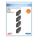 GLASSMAKRO 8 MM Küçük h (y) Alüminyum Görünümlü 1. Kalite Plastik Cam Balkon Fitili 200 CM 4 ADET