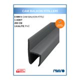 GLASSMAKRO 8 MM Küçük h (y) Alüminyum Görünümlü 1. Kalite Plastik Cam Balkon Fitili 200 CM