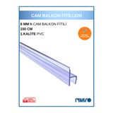 GLASSMAKRO 8 MM Küçük h (y) Cam Balkon Şeffaf Fitil 150 CM