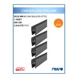 GLASSMAKRO 8x10 MM Büyük H Alüminyum Görünümlü 1. Kalite Plastik Cam Balkon Fitili 200 CM 4 ADET