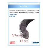 GLASSMAKRO Alüminyum Pvc Kapı Pencere Cam Balkon Yapışkanlı Kıl Fitili En 6,7mm - Kıl Uzunluğu: 12mm - 10 METRE