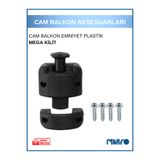 GLASSMAKRO am Balkon Kilidi Mega Plastik Cam Balkon Emniyet Kilidi Siyah