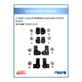 GLASSMAKRO Bella Duşakabin 1 Sabit 2 Açılır Duşakabin Tekeri Siyah