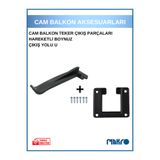 GLASSMAKRO Cam Balkon Teker Çıkış Parçaları - Çıkış U Plastikleri Parça İkili Set