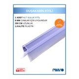 GLASSMAKRO Duşakabin Kapı Altı Çift Yaprak Suluk Fitil 200 Cm Alt Suluk Fitil 8 mm Camlar İçin