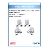 GLASSMAKRO Duşakabin Tekerleği 4'lü Cam Kabin Tekeri Rulman Şeffaf Plastik Gövdeli Bilyalı Çift Tekerlekli