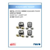 GLASSMAKRO Duşakabin Tekerleği 4'lü Cam Kabin Tekeri Rulmanlı Krom Metal Gövdeli Bilyalı Çift Tekerlekli