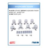 GLASSMAKRO Duşakabin Tekerleği 8'li Cam Kabin Tekeri Rulman Şeffaf Plastik Gövdeli Bilyalı Çift Tekerlekli
