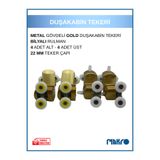 GLASSMAKRO Duşakabin Tekerleği 8'li Cam Kabin Tekeri Rulmanlı Gold Metal Gövdeli Bilyalı Çift Tekerlekli