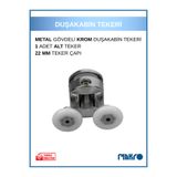GLASSMAKRO Duşakabin Tekerleği Üst Teker Metal Gövde Teker Çapı 22 MM