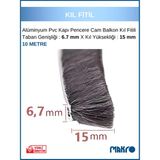 glassmakro Makro Alüminyum Pvc Kapı Pencere Cam Balkon Kıl Fitili 6,7 mm Taban Genişliği 15 mm Yükseklik 10 Metre