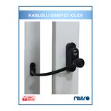 glassmakro Penkid Çelik Halatlı Pvc Pencere Emniyet Çocuk Güvenlik Kilidi Siyah