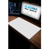 GlassPad Cam Mouse Pad - Beyaz - Premium Temperli Cam - 80x40 Cm [l]