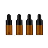 glasstore 30 adet kehribar cam damlalık şişeler mini boş numune şişe uçucu yağ damlatma şişeleri parfüm kavanozları cam göz damlalıklı ve siyah kapaklı kozmetik kabı (3 ml)