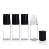 glasstore 4 ADET 30 ml Esansiyel Yağ Rulosu Şişesi, Boş Doldurulabilir Şeffaf Cam Rulo Şişeler Plastik Rulo Toplar ve Siyah Kapaklı Parfüm Rulosu Şişeleri
