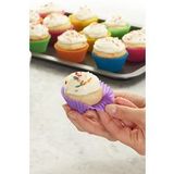 GlassyHome, Silikon Tırtıklı Muffin Renkli Kek Kalıbı Yanmaz Yapışmaz Fda Ve Lfgb Onaylı (12 Adet)