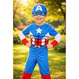 GlassySKY (3-4 Yaş) Çocuk Parti Giyim - Kaptan Amerika Kostüm ve Maske