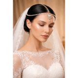 GlassySKY (Gümüş Renk)Hint Alınlık/Hanfu Taç Saç Tesettür Aksesuar Düğün/Nişan/Gelin/Kına/Doğum Günü/Parti