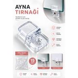 Glaswen 15 Adet Ayna Tırnağı Cam Ayna Tutucu Plastik Şeffaf
