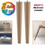 Glaswen 2 Adet Ahşap Ayak 35 cm Masa Zigon Sehpa Tv Ünitesi Puf Tabure Ayağı Ayakları Konik M8 Civatalı - Ahşap Rengi