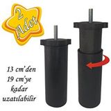 Glaswen 2 Adet Ayarlı Destek Ayağı 13 x 19 cm Siyah Gizli Ayak Mobilya Kanepe Baza Koltuk Dolap Tv Ünitesi