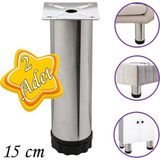 Glaswen 2 Adet Metal Ayarlanabilir 15 cm Krom Destek Ayağı Mobilya Kanepe Baza Koltuk Dolap Sehpa Tv Ünitesi Ayağı