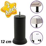 Glaswen 2 Adet Metal Destek Ayağı 12 cm Siyah Mobilya Kanepe Baza Koltuk Ayakları Metrik 8 Civatalı Ince Diş