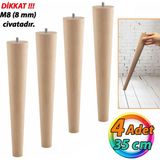 Glaswen 4 Adet Ahşap Ayak 35 cm Masa Zigon Sehpa Tv Ünitesi Puf Tabure Ayağı Ayakları Konik M8 Civatalı - Ahşap Rengi