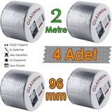 Glaswen 4 Adet Çatı Izolasyon Bandı 96 mm x 2 mt Su Sızdırmazlık Geçirmez Delik Yalıtım Çamur Boru Sakız Tamir Bant - Gri - 96 mm x 2 Metre