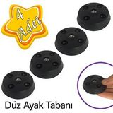 Glaswen 4 Adet Düz Ayak Tabanı Siyah Mobilya Masa Sehpa Ayağı Bağlantı Aparatı Plastik