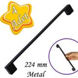 Glaswen 4 Adet Marmara Kulp 224 mm Siyah Mutfak Kulpu Çekmece Dolap Kapak Kulbu Metal Mobilya Dolabı Kulp