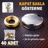 Glaswen 40 Adet Vida Kapatıcı Kapağı 20 mm Metal Vida Tapası Tıpası Dekoratif Vida Gizleyici Krom