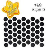 Glaswen 50 Adet Siyah Vida Kapatıcı Yapışkanlı Vida Tapası Tıpası Kapağı Vida Gizleyici