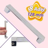 Glaswen 8 Adet Bihter Desenli Kulp 128 mm Krom Mutfak Kulbu Çekmece Dolap Kapak Kulbu Metal