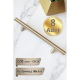 GLASWEN 8 Adet Boy Kulp İnox 128 mm Kulp Mobilya Mutfak Dolabı Çekmece Dolap Kapak Kulpu Kulbu Metal Kulplar